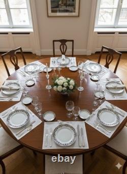 Set8 Bernardaud Limoges Castiglione Dinner Plates 10.25 Blue Gold Scroll France