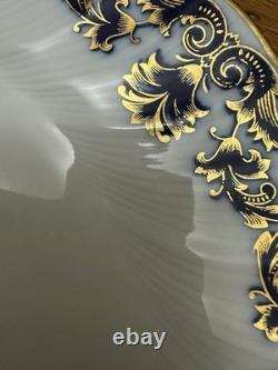 Set8 Bernardaud Limoges Castiglione Dinner Plates 10.25 Blue Gold Scroll France