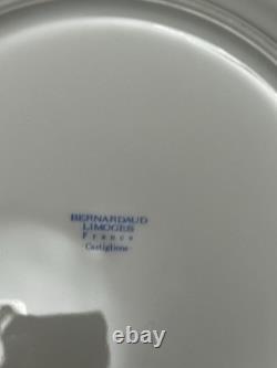 Set8 Bernardaud Limoges Castiglione Dinner Plates 10.25 Blue Gold Scroll France