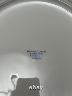 Set8 Bernardaud Limoges Castiglione Dinner Plates 10.25 Blue Gold Scroll France