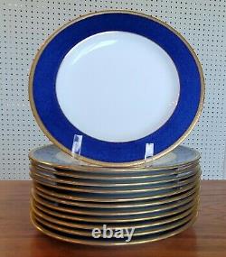 Set 12 Wedgwood Antique Powder Blue Gold dinner luncheon salad Plates -9 china