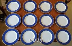 Set 12 Wedgwood Antique Powder Blue Gold dinner luncheon salad Plates -9 china