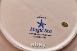 Set 4 BLUE SKY Ceramics CLAYWORKS Magic SEA Dinner Plates 10 Diane FISH pottery
