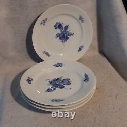 Set 4 Braided Blue Flower Royal COPENHAGEN 10 Dinner Plates 10/8097 Denmark