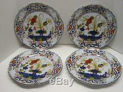 Set 4 Dinner Plates Blue Carnation Garofano Faenza Italy