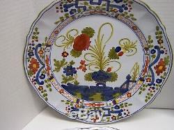 Set 4 Dinner Plates Blue Carnation Garofano Faenza Italy