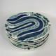 Set 6 Anthropologie Adele Dinner Plate Blue Tulip Flower Hand Painted 10.5