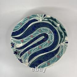 Set 6 Anthropologie Adele Dinner Plate Blue Tulip Flower Hand Painted 10.5