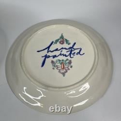 Set 6 Anthropologie Adele Dinner Plate Blue Tulip Flower Hand Painted 10.5