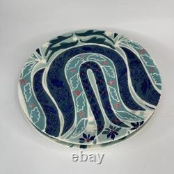 Set 6 Anthropologie Adele Dinner Plate Blue Tulip Flower Hand Painted 10.5
