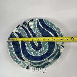 Set 6 Anthropologie Adele Dinner Plate Blue Tulip Flower Hand Painted 10.5