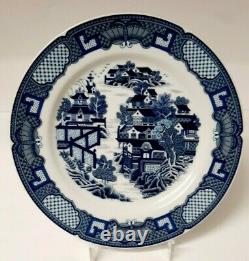 Set 6 George Briard Blue & White Pavillion Dinner Plates Pagodas Amazing & Rare