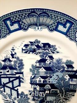 Set 6 George Briard Blue & White Pavillion Dinner Plates Pagodas Amazing & Rare