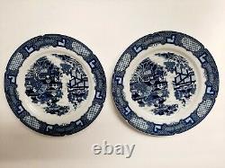 Set 6 George Briard Blue & White Pavillion Dinner Plates Pagodas Amazing & Rare