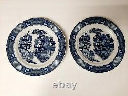 Set 6 George Briard Blue & White Pavillion Dinner Plates Pagodas Amazing & Rare