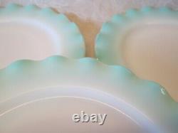 Set 6 Hazel Atlas TURQUOISE CRINOLINE Ruffled Ripple Vintage 9 Dinner Plates