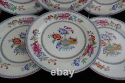 Set 6 Royal Cauldon England Bone china 5034 Maroon Blue Floral Dinner Plates