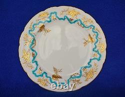 Set 8 Enamel Gilt Flower Minton Dinner Luncheon Plates for D. B. Bedell 9 C1910