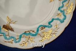 Set 8 Enamel Gilt Flower Minton Dinner Luncheon Plates for D. B. Bedell 9 C1910