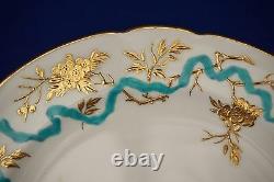 Set 8 Enamel Gilt Flower Minton Dinner Luncheon Plates for D. B. Bedell 9 C1910