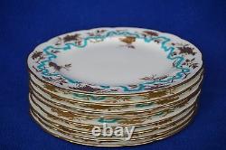 Set 8 Enamel Gilt Flower Minton Dinner Luncheon Plates for D. B. Bedell 9 C1910