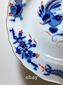 Set 8 Meissen Opulent Court Blue Dragon gold accents 9.75'' Dinner Plates, 1800s