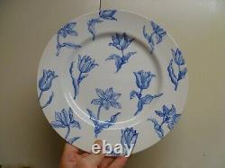 Set (8) Royal Stafford Tulipa Blue 10 3/4 Dinner Plates, MI England
