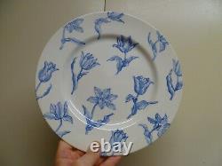 Set (8) Royal Stafford Tulipa Blue 10 3/4 Dinner Plates, MI England
