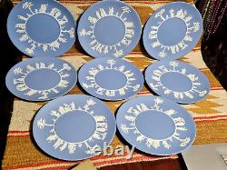 Set 8 Wedgwood Powder Blue Jasperware 9.5 Dinner Plate s Mid 20th Century'61