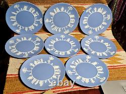 Set 8 Wedgwood Powder Blue Jasperware 9.5 Dinner Plate s Mid 20th Century'61