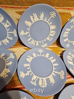 Set 8 Wedgwood Powder Blue Jasperware 9.5 Dinner Plate s Mid 20th Century'61