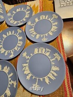 Set 8 Wedgwood Powder Blue Jasperware 9.5 Dinner Plate s Mid 20th Century'61