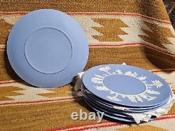 Set 8 Wedgwood Powder Blue Jasperware 9.5 Dinner Plate s Mid 20th Century'61