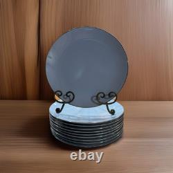 Set Of 10 Franciscan Twilight Masterpiece China Dinner Plate Blue WithPlatinum Rim
