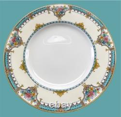 Set Of 12 -1920's Minton Turquoise Gold 10.25 Dinner Plates FREE SHIP
