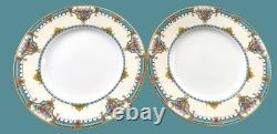 Set Of 12 -1920's Minton Turquoise Gold 10.25 Dinner Plates FREE SHIP