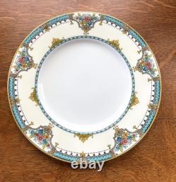 Set Of 12 -1920's Minton Turquoise Gold 10.25 Dinner Plates FREE SHIP