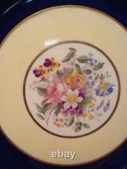 Set Of 12 Pareek Johnson Bros England Dinner Plates 10.5 Cobalt Floral Yellow