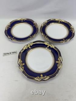 Set Of 3 Copeland Spode LANCASTER Cobalt Blue Gold & White Dinner Plates