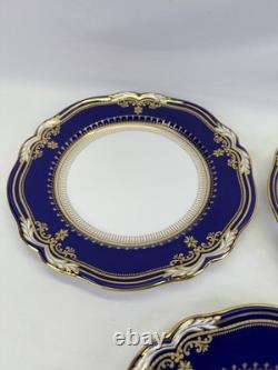 Set Of 3 Copeland Spode LANCASTER Cobalt Blue Gold & White Dinner Plates