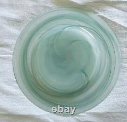 Set Of 4 Alabaster Glass Dinner Plates Lovely Turquoise Swirls No Flaws 11