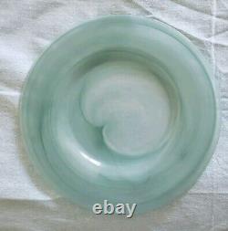Set Of 4 Alabaster Glass Dinner Plates Lovely Turquoise Swirls No Flaws 11