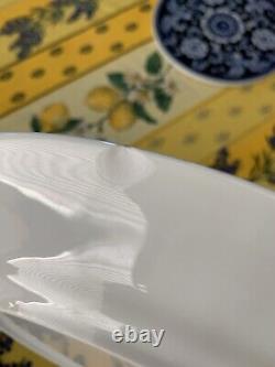 Set Of 4 Apilco Porcelain Blue Band White Dinner Plate 12.25