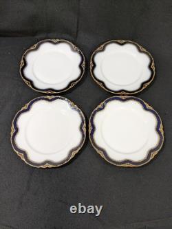 Set Of 4 Havilland Limoges Cobalt Blue & Gold 9.75 Dinner Plates