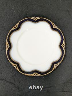 Set Of 4 Havilland Limoges Cobalt Blue & Gold 9.75 Dinner Plates