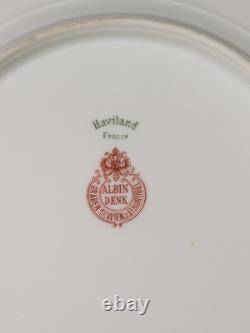 Set Of 4 Havilland Limoges Cobalt Blue & Gold 9.75 Dinner Plates
