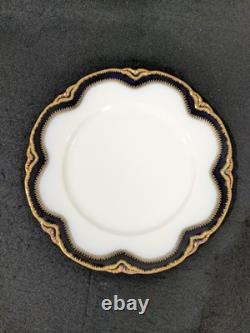 Set Of 4 Havilland Limoges Cobalt Blue & Gold 9.75 Dinner Plates