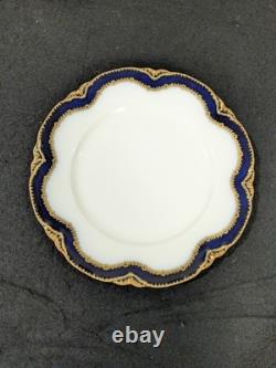 Set Of 4 Havilland Limoges Cobalt Blue & Gold 9.75 Dinner Plates