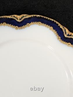 Set Of 4 Havilland Limoges Cobalt Blue & Gold 9.75 Dinner Plates