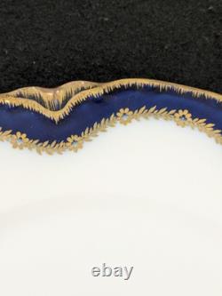 Set Of 4 Havilland Limoges Cobalt Blue & Gold 9.75 Dinner Plates